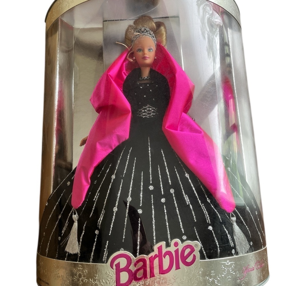 NIB Barbie Special Edition Holiday Doll 1996 Black and Pink Ballgown